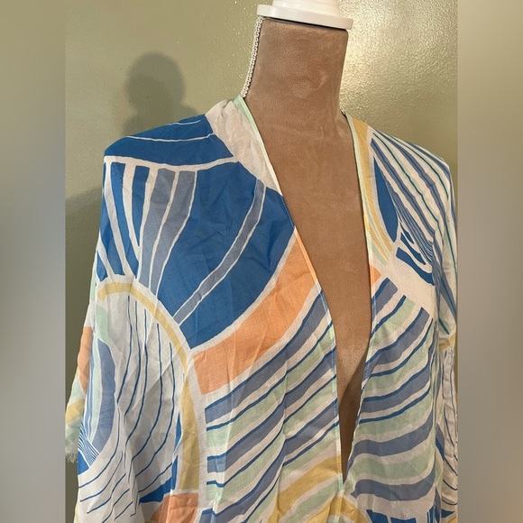Echo Boho Colorful Abstract Patterned Kimono Swim Cover Casual Vacation OS NWT - Picture 2 of 7